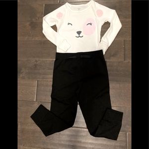 5T Carter’s Long Sleeve Rabbit Top Geranimals Black Cotton Elastic pants